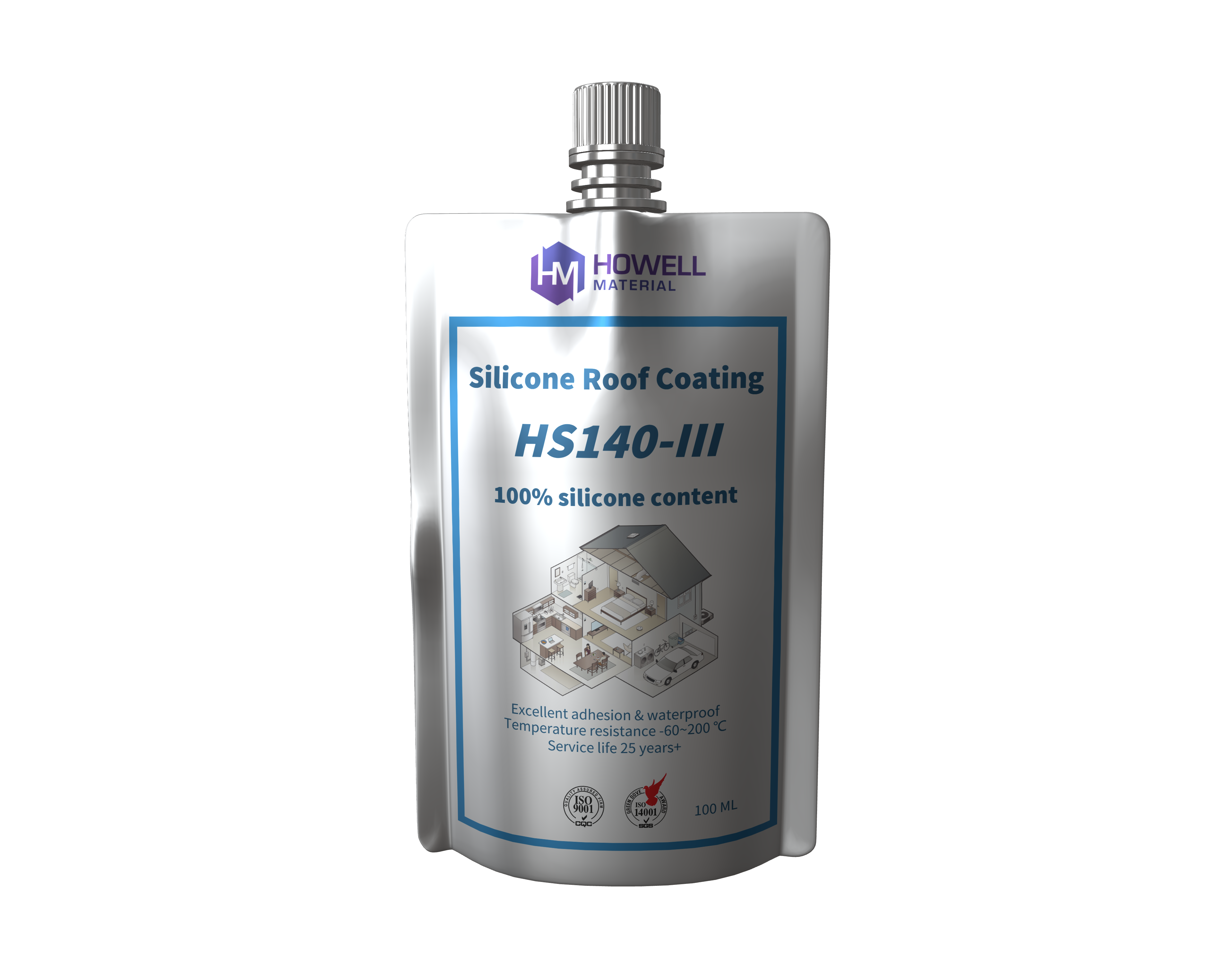 HS140-III Cubro de techo plano de silicona de alto rendimiento: protección flexible, a prueba de fugas y antienvejecimiento para la restauración de techo plano de larga duración