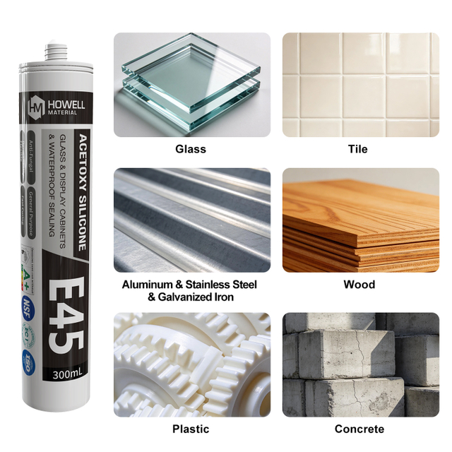 Sellador de silicona de curado neutro E45 con tipo alcoxi para decoración del hogar